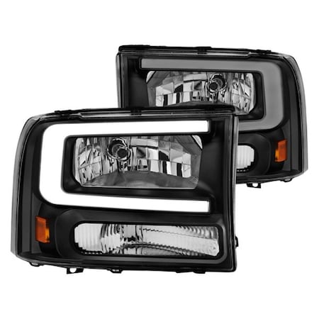 Kento Gear Crystal Headlights with Light Bar & Black Housing for 2000-2004 Ford Excursion KE3632649